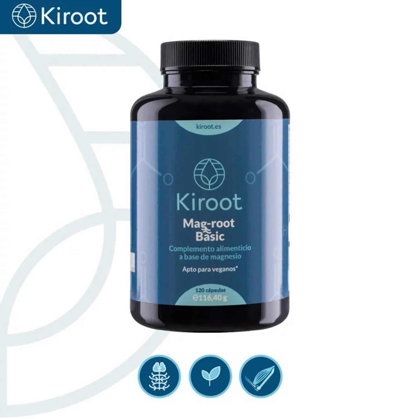 Kiroot Mag-Root Basic 120 Cápsulas - Complemento Alimenticio para Huesos y Músculos | Beneﬁcios para la Salud Ósea y Muscular en una Sola Cápsula | Apto para Veganos