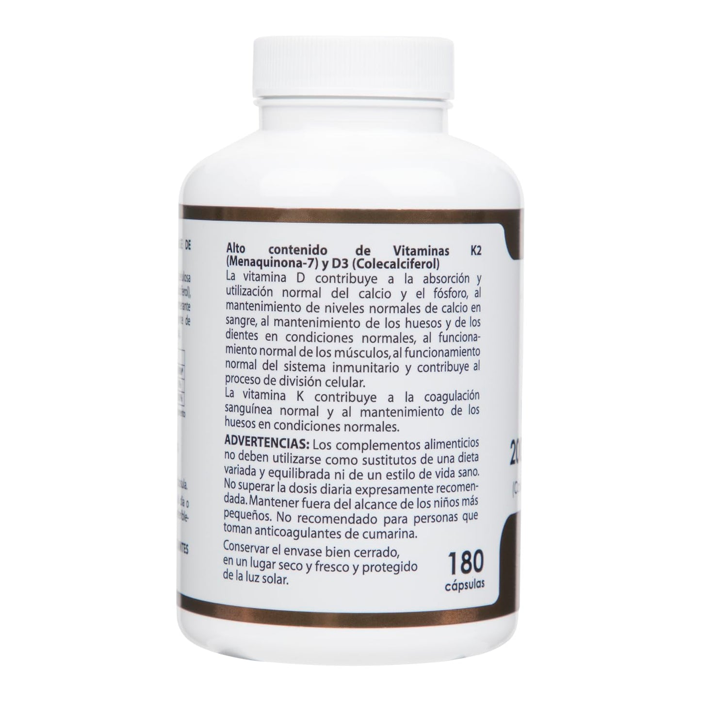 Holovit Vitamina D3 2.000 UI + K2 60µg de Equisalud, 180 cápsulas