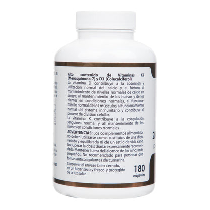Holovit Vitamina D3 2.000 UI + K2 60µg de Equisalud, 180 cápsulas