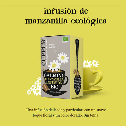 Cupper - 20 Bolsitas de Infusiones Ecológicas de Manzanilla - Sin Azúcar Añadido, Huevo y Teína - Apto para Veganos - Propiedades Refrescantes y Digestivas