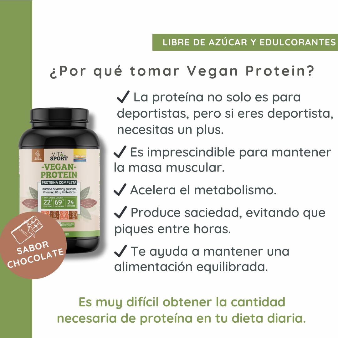 WeBotanix | Proteína Vegana 768 gr Sabor Chocolate | Vital Sport | Proteína de Cáñamo, Arroz y Guisante | Vitamina B6, Probióticos y Enzimas Digestivas | Sin Gluten, Sin Edulcorantes Artificiales