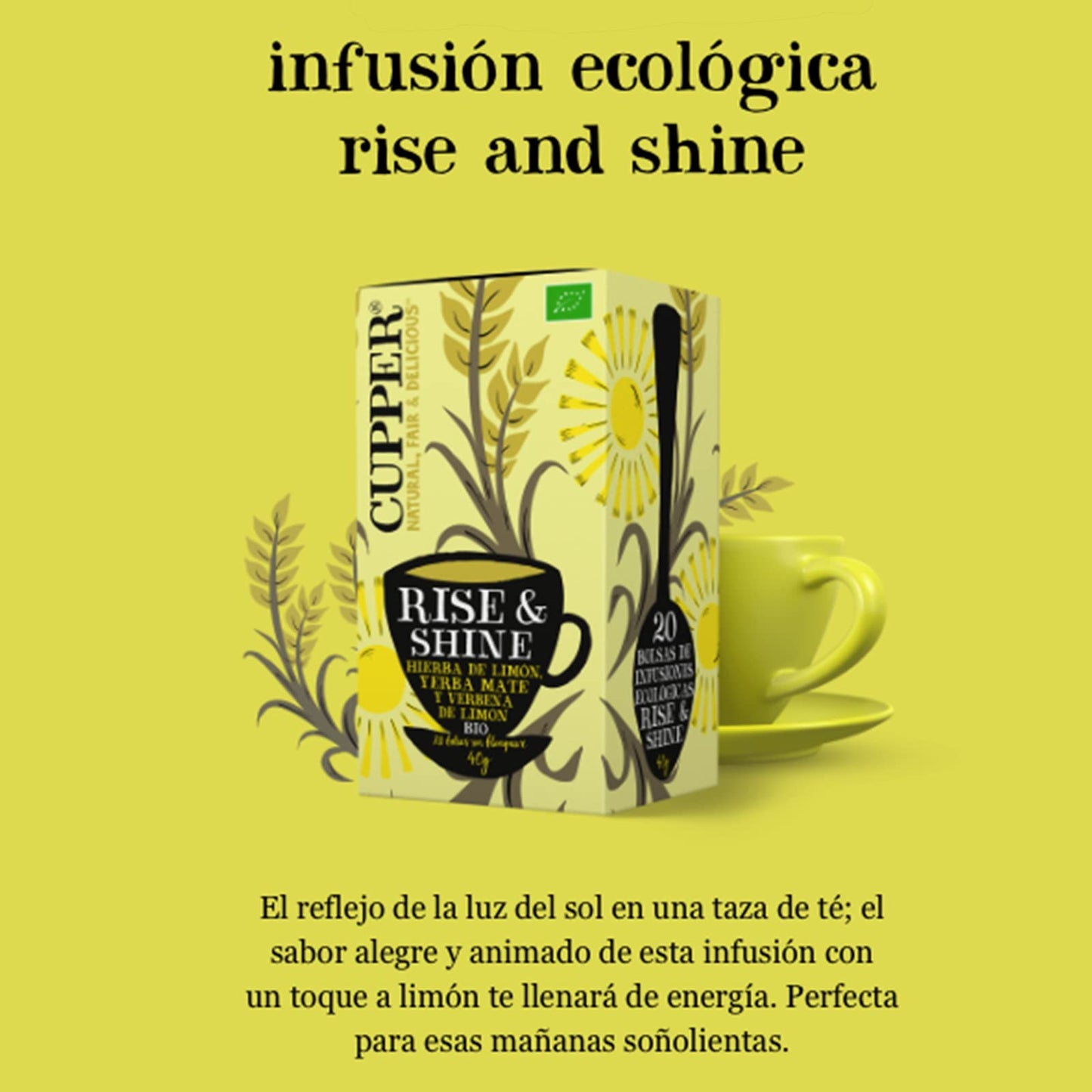 Cupper Infusión Ecológica Rise&Shine, 20 Bolsitas