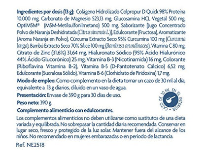 Nature Essential - Colágeno en Polvo Hidrolizado - 390 g - Cúrcuma y L-carnitina - Contribuye a las Articulaciones y Huesos - Confortflex