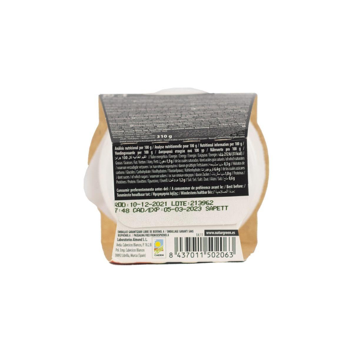 NATURGREEN CREMA CALABAZA CILANTRO 310 gr