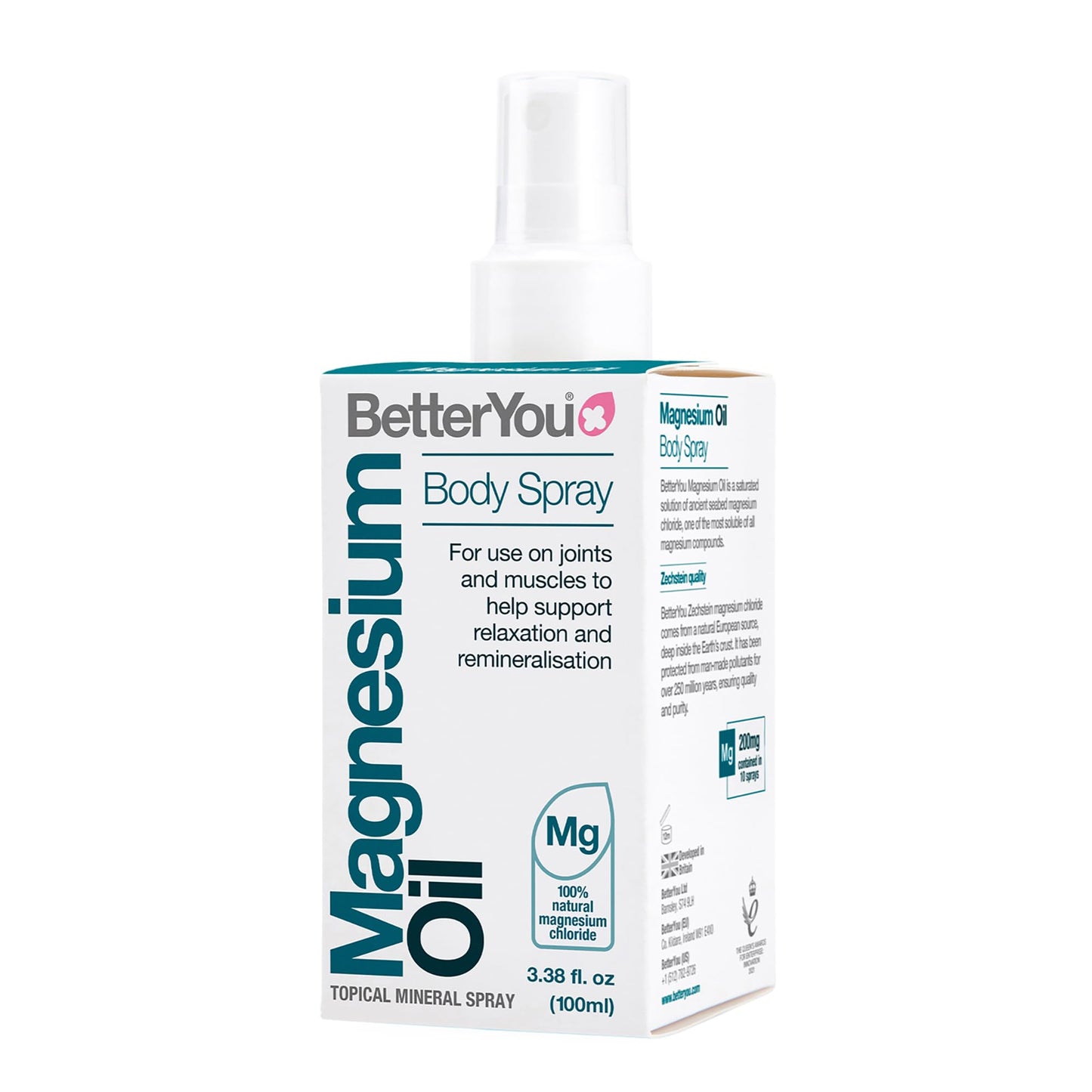 BetterYou - Aceite Corporal de Magnesio Transdérmico | Spray de 100 ml | Ayuda para Mejorar el Descanso y la Recuperación Muscular | Reducción del Cansancio y la Fatiga| Apto para Veganos