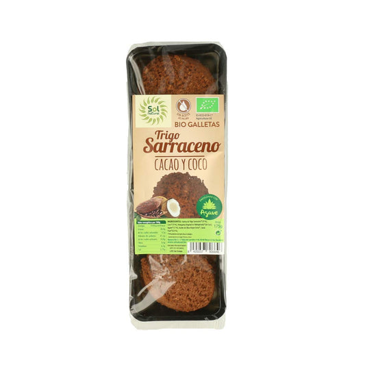 SOLNATURAL Galletas DE T.SARRACENO Coco-Cacao Bio 175 g, No aplicable