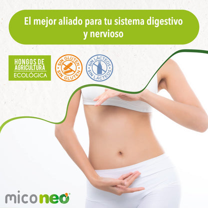 Mico NEO | Melena de León | Mejora el Bienestar Digestivo| Hongos de Agricultura Ecológica | Apto para Vegetarianos | Sin gluten ni derivados lácteos | Microgránulos NEO | 60 Cápsulas