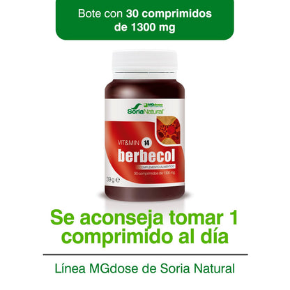 Soria Natural - Berbecol Vit&min 14 - Complemento dietético - 30 comprimidos - Berberina y Levadura de Arroz Rojo