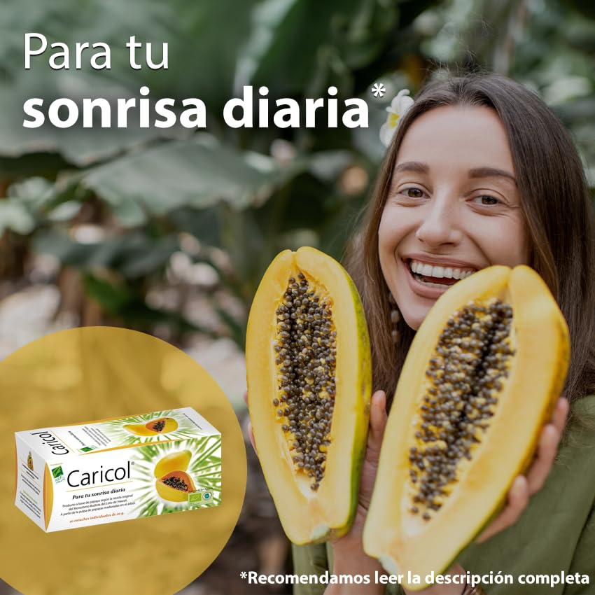 Caricol - Con Enzimas Digestivas de Papaya - Promueve un Sistema Digestivo Sano - 20 Estuches Individuales de 20 g - Gran Fuente de Nutrientes - Sin Aditivos - 100% Natural