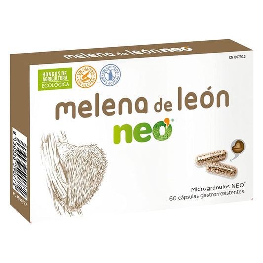 Mico NEO | Melena de León | Mejora el Bienestar Digestivo| Hongos de Agricultura Ecológica | Apto para Vegetarianos | Sin gluten ni derivados lácteos | Microgránulos NEO | 60 Cápsulas