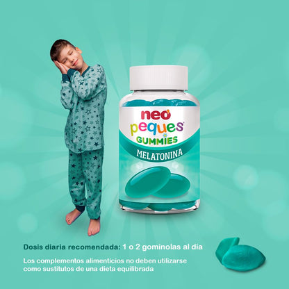 Neo Peques | Gummies Melatonina para Conciliar el Sueño 30 Unidades | Gominolas con Vitamina B6 | Tomar 1 o 2 al Día | Para Mayores de 3 años | Caramelo Masticable Infantil Sabor a Mora