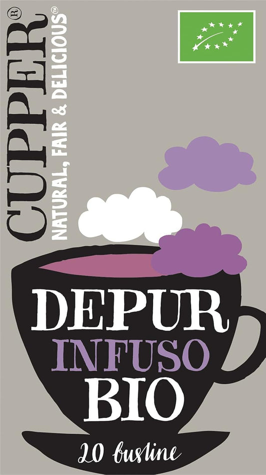 Cupper - Caja de 20 Bolistas de Infusiones Ecológicas Depur - Apto para Veganos - Propiedades Depurativas y Diuréticas - Contiene Hibisco, Ortiga y Raíz de Regaliz