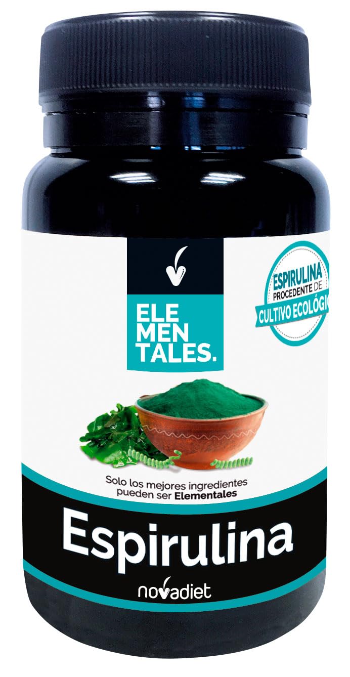 Novadiet - ELEMENTALES ESPIRULINA Cápsulas con Espirulina - Complemento Alimenticio Nutricional - Para Aportar Proteínas, Aminoácidos y Antioxidantes - 60 Cápsulas Vegetales