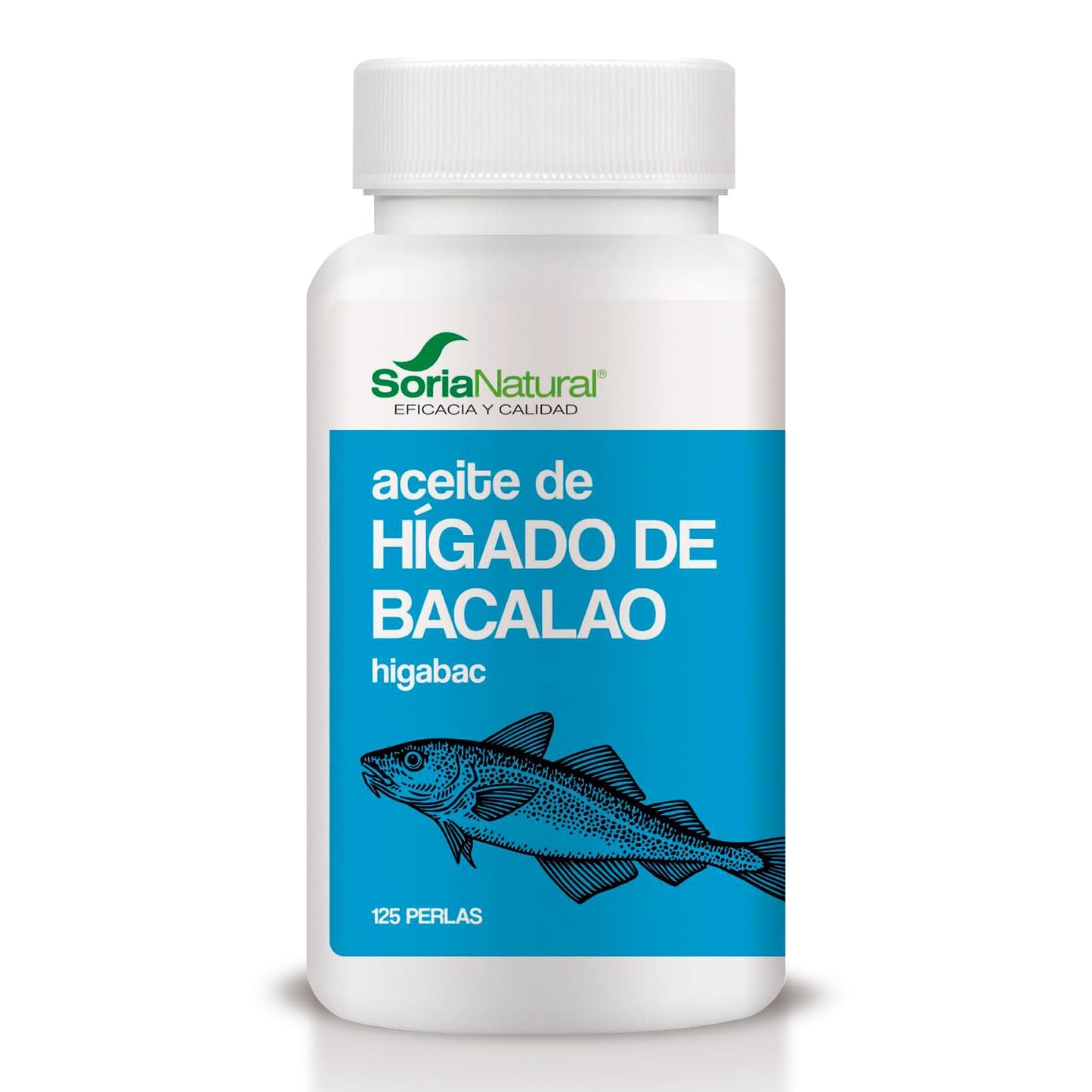 Soria Natural Hígado de Bacalao - Perlas ricas en Omega 3, Vitamina A y Vitamina D para un Corazón Sano - Sistema Circulatorio y Salud Cerebral - 125 Perlas