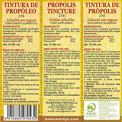 Marnys Propóleo, Tintura de Propóleo, Garantizando Disolución En Agua y Fácil Ingesta o Enjuague, Propoltint, Botella con Pipeta 30 Ml 80 g