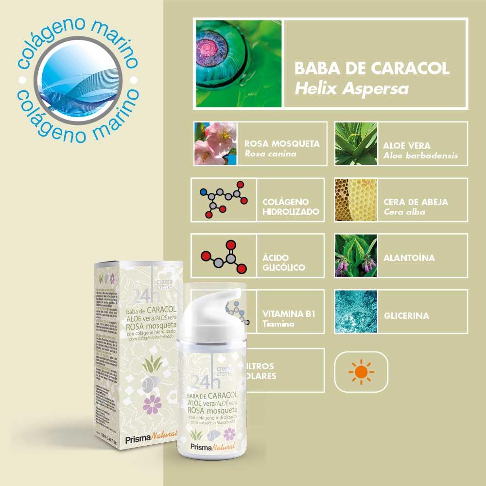 PRISMA NAT Crema Facial Baba Caracol 100 ml, Blanco, Estandar, 100