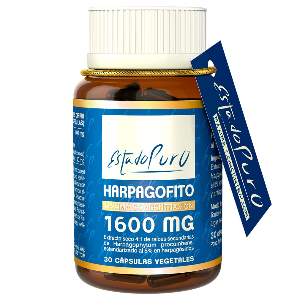 Harpagofito Estado Puro 1600mg - Altamente concentrado en Harpagósidos - Articulaciones y Tendones - Apto Veganos | 30 Cápsulas de Tongil