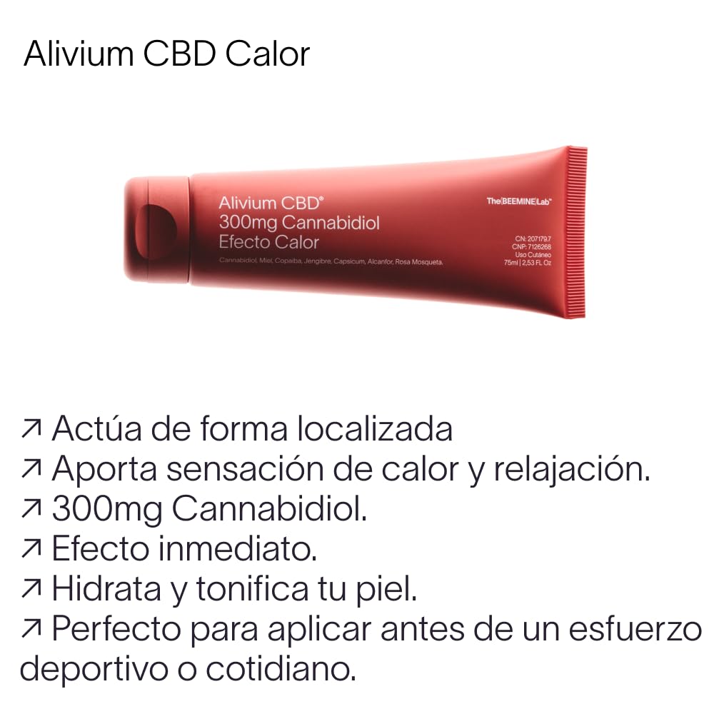 Alivium CBD 75 ml - Efecto calor - Sensación de alivio local con Cannabidol, Árnica y Miel - Crema dolores muscualres y articulaciones - Crema con cáñamo