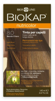 Biokap Nutricolor 8.0 Rubio Claro Crema Colorante 140 ml Sin Amoníaco