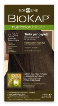 Biokap Nutricolor Delicato 5.34 Castaño Miel Claro - Tinte Capilar Natural 140 ml