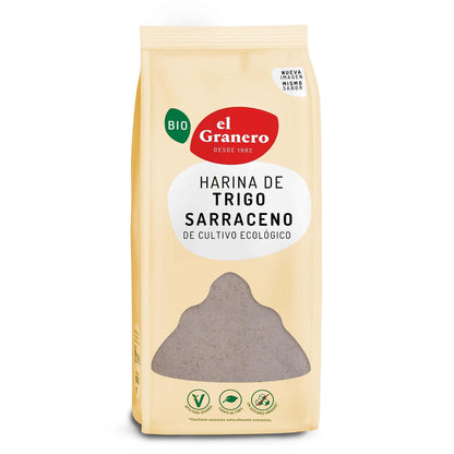 El Granero Integral - Harina de Trigo Sarraceno BIO - 1 KG - Rica en Fibra y Nutrientes - Mejora la Digestión - Harina de Bajo Índice Glucémico - Apta para Veganos