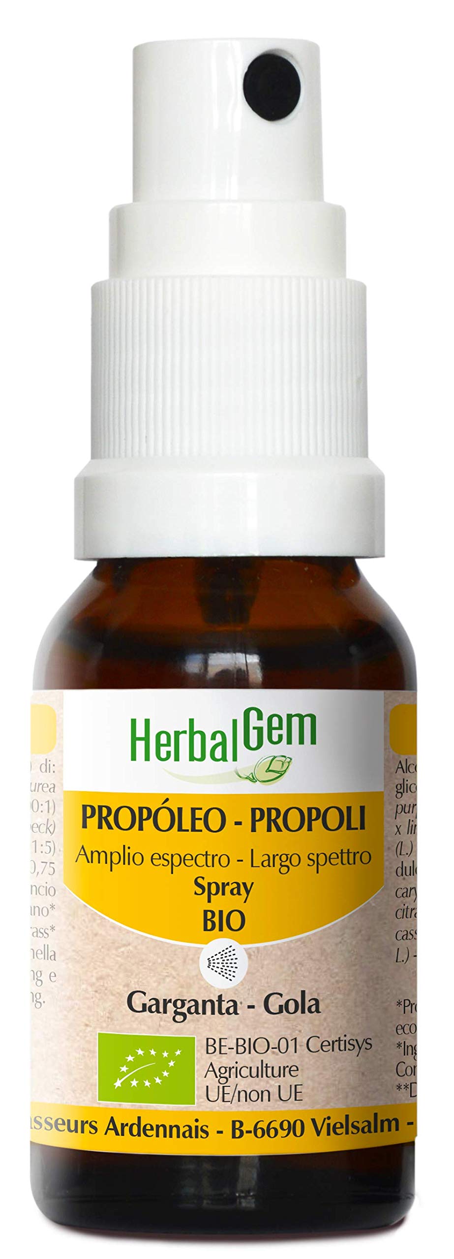 HerbalGem Propóleo Amplio espectro Spray, Garganta, defensas naturales, el mejor aliado para los dolores de garganta, 15 ml