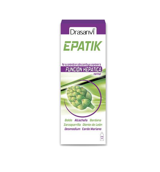 DRASANVI Epatik con Colina, Desmodium, Cardo Mariano y Otros Extractos| Para la Función Hepática | Desintoxicación y Depuración del Organismo | Contiene Vitamina B6 | 250 ml = 8 Días| Sabor Limón