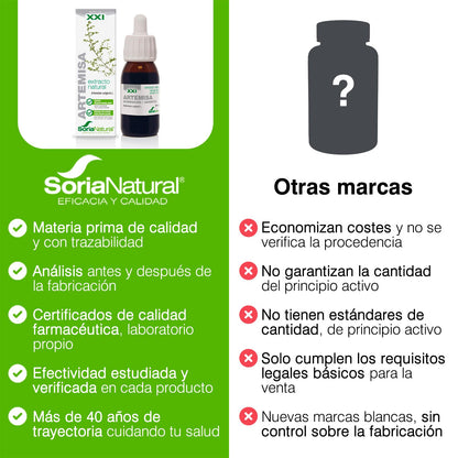 Soria Natural Extracto de Artemisa - Potente Antioxidante y Apoyo Inmunitario y digestivo - Mejora la Salud, Vitalidad y Refuerza tus Defensas - 100% Puro - Bote con 50ml