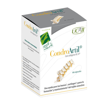 CondroArtil® - Colágeno Tipo 2 UC-II® No Desnaturalizado - Ayuda a Fortalecer los Huesos y Cartílagos - Contribuye a la Formación y Mantenimiento del Tejido Conectivo - 90 Cápsulas - 100% Natural