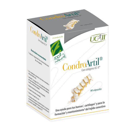 CondroArtil® - Colágeno Tipo 2 UC-II® No Desnaturalizado - Ayuda a Fortalecer los Huesos y Cartílagos - Contribuye a la Formación y Mantenimiento del Tejido Conectivo - 90 Cápsulas - 100% Natural