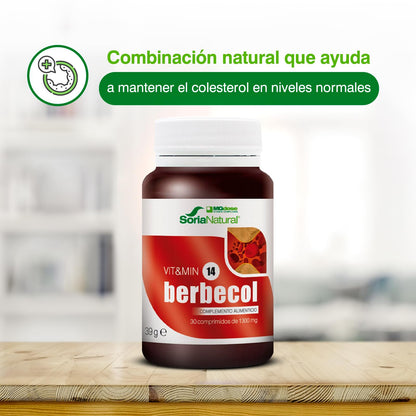 Soria Natural - Berbecol Vit&min 14 - Complemento dietético - 30 comprimidos - Berberina y Levadura de Arroz Rojo