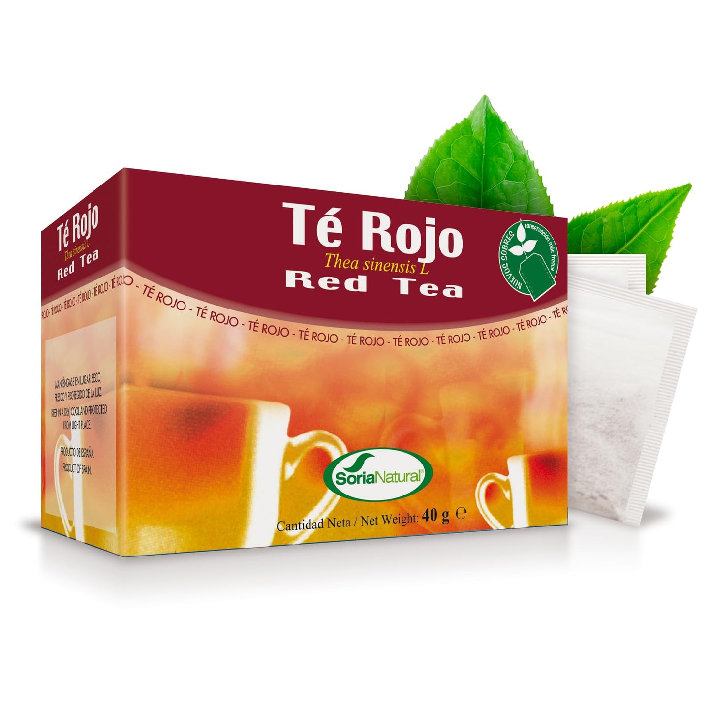 Soria Natural Té Rojo Infusión – Apoya al Metabolismo – Propiedades Digestivas - Infusión de Té Rojo (Thea sinensis) – 100% Natural - Caja con 20 Bolsas Filtro