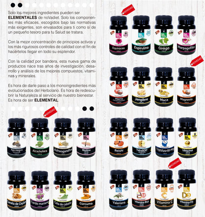 Novadiet - ELEMENTALES TRIPTOFANO Cápsulas con Triptófano, Vitamina B6 y Magnesio – Complemento Alimenticio Para el Estado de Ánimo, el Descanso y la Función Psicológica - 30 Cápsulas