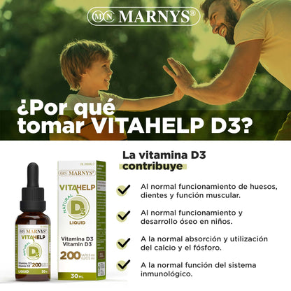 Marnys Vitamina D Líquida, Favoreciendo la Salud Ósea En Todas Las Edades, Botella con Pipeta 30 Ml 80 g