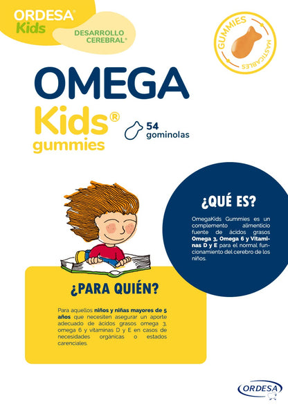 Ordesa OmegaKids Gummies | 54 Gominolas Masticables Complemento | Alimenticio con Omega 3 y Vitaminas para Niños desde los 5 Años, Ayuda al aporte adecuado de EPA y DHA