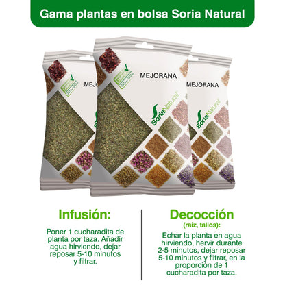 Soria Natural Mejorana en Bolsa – Favorece la Digestión – Ayuda a Estimular el Apetito - Para Preparar en Infusión o Decocción - Riqueza de Principios Activos - 100% Natural - Bolsa de 40 g