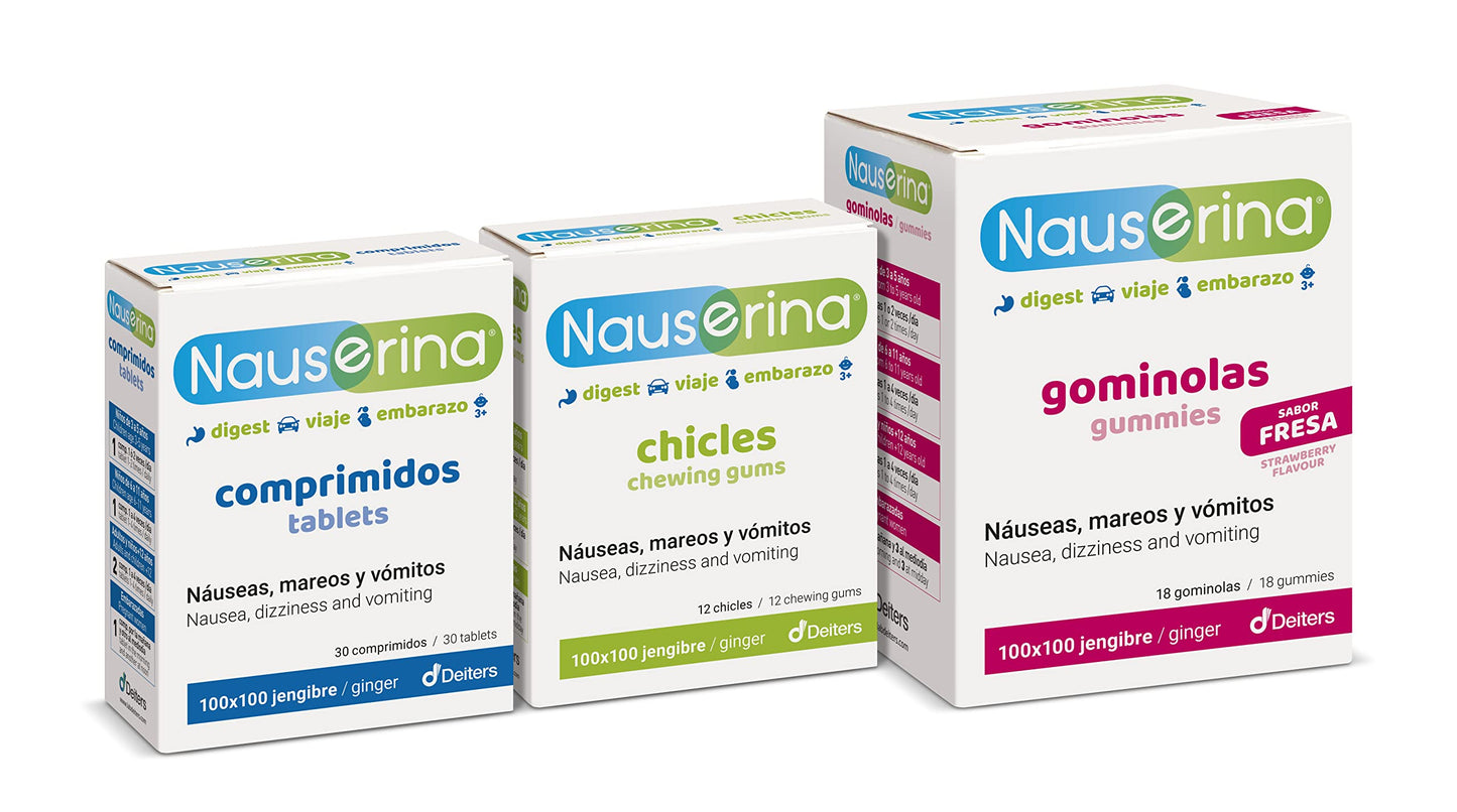 DEITERS - Nauserina Jengibre en 30 Cápsulas, Complemento Alimenticio, Pastillas para Embarazadas, Anti-mareo, Digestivas