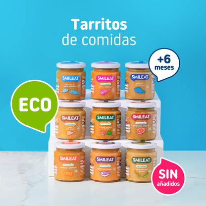 Smileat | Tarrito Ecológico de Cocidito con Ternera y Jamón | Para Bebés desde 6 Meses | Tarritos Ecológicos de Carne y Verduras Sin Gluten | Con Ingredientes Naturales y Saludables | Tarro de 230g