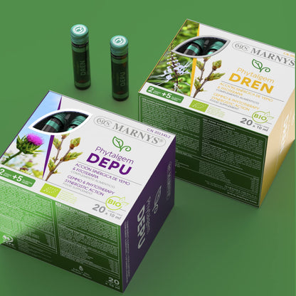 Marny's Phytalgem Dren, Equilibrar Los Líquidos, Clave Para El Bienestar, 20 X 10 ml Viales Bebibles Monodosis, Sabor A Piña