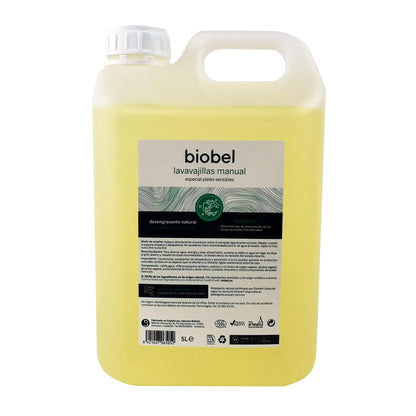 Biobel - Lavavajillas Manual - 100% Natural - Limpia, Desengrasa y Abrillanta - Aroma de Limón - Indicado para Pieles y Manos Sensibles - Apto para Utensilios de Cocina - 5 L