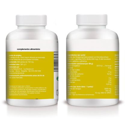 Soria Natural Aceite de Onagra 500 perlas– Colestagra – Cuidado de la Piel - Ayuda en Caso de Malestares Menstruales, Premenstruales y Menopausia – Salud Femenina