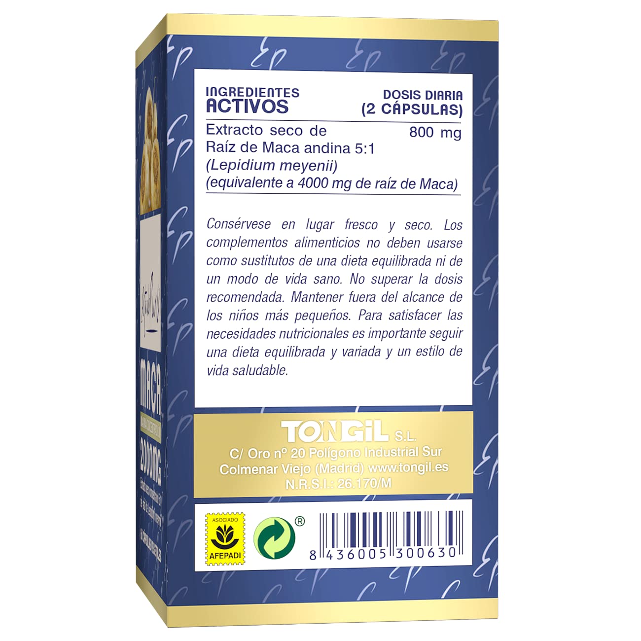 Maca Andina Estado Puro 2000mg | Extracto Nativo 5:1 Macatonic™ de Producción Sostenible | Energía Mantenida y Vigorizante Natural | Apto Veganos | 60 Cápsulas de Tongil