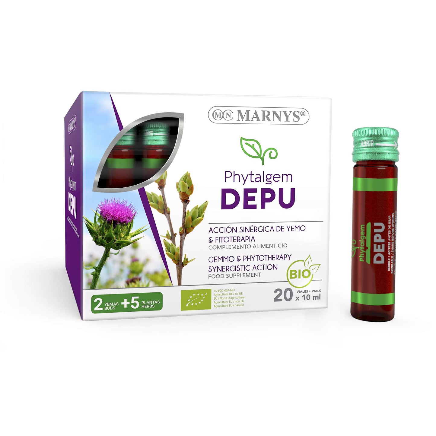 MARNYS Phytalgem DEPU Elimina Toxinas Détox Fitoterapia y Yemoterapia 20 Viales