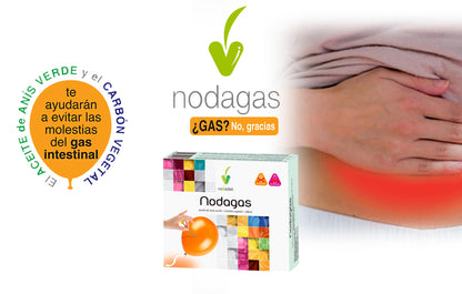 Novadiet - NODAGAS Cápsulas con Aceite de Anís Verde, Carbón Vegetal Purificado y Silicio - Ayuda a Disminuir el Meteorismo las Flatulencias, Hinchazón Abdominal y la Digestión Saludable - 48 Cápsulas