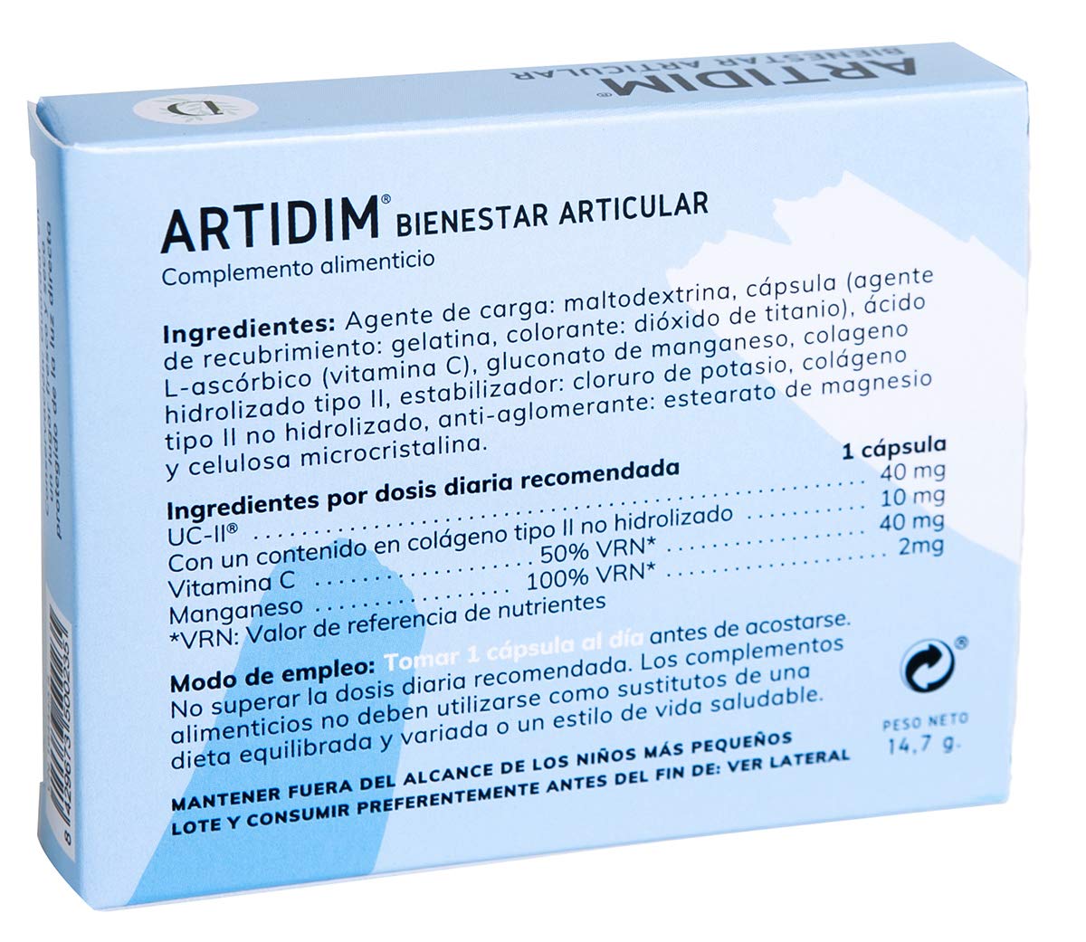 ARTIDIM UC-II 30 CAP, 1 gramo, 1