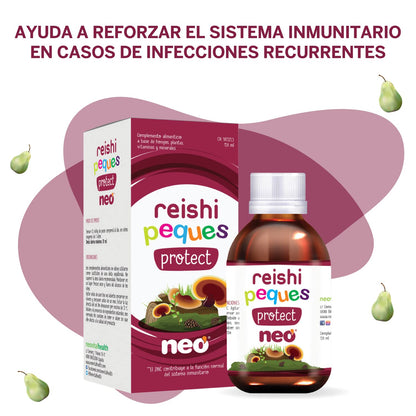 NEO PEQUES | Jarabe Infantil Reishi Peques Protect | 150 ml | Ayuda a Reforzar las Defensas de Forma Natural | A Base de Reishi, Vitamina C y Zinc | Efecto Relajante