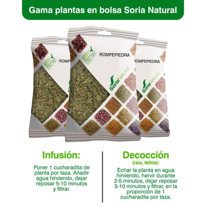 Soria Natural Rompepiedra en Bolsa – Ayuda en Caso de Cálculos Renales – Digestiva y Diurética - Para Preparar en Infusión o Decocción – Riqueza de Principios Activos - 100% Natural - Bolsa de 40g