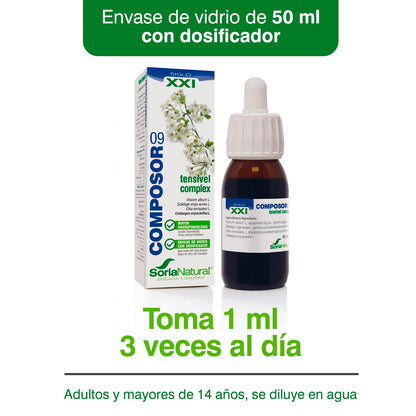 Soria Natural Composor 9 Tensivel Complex - Soporte para Tensión Arterial, Fomenta un Sistema Circulatorio Saludable, Salud Cardiovascular - Equilibrio Natural y Bienestar - Botella de 50ml