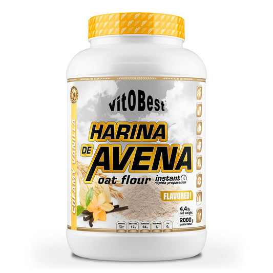 Harina de Avena Sabores Variados - Suplementos Alimentación y Suplementos Deportivos - Vitobest (Vainilla, 2 Kg)