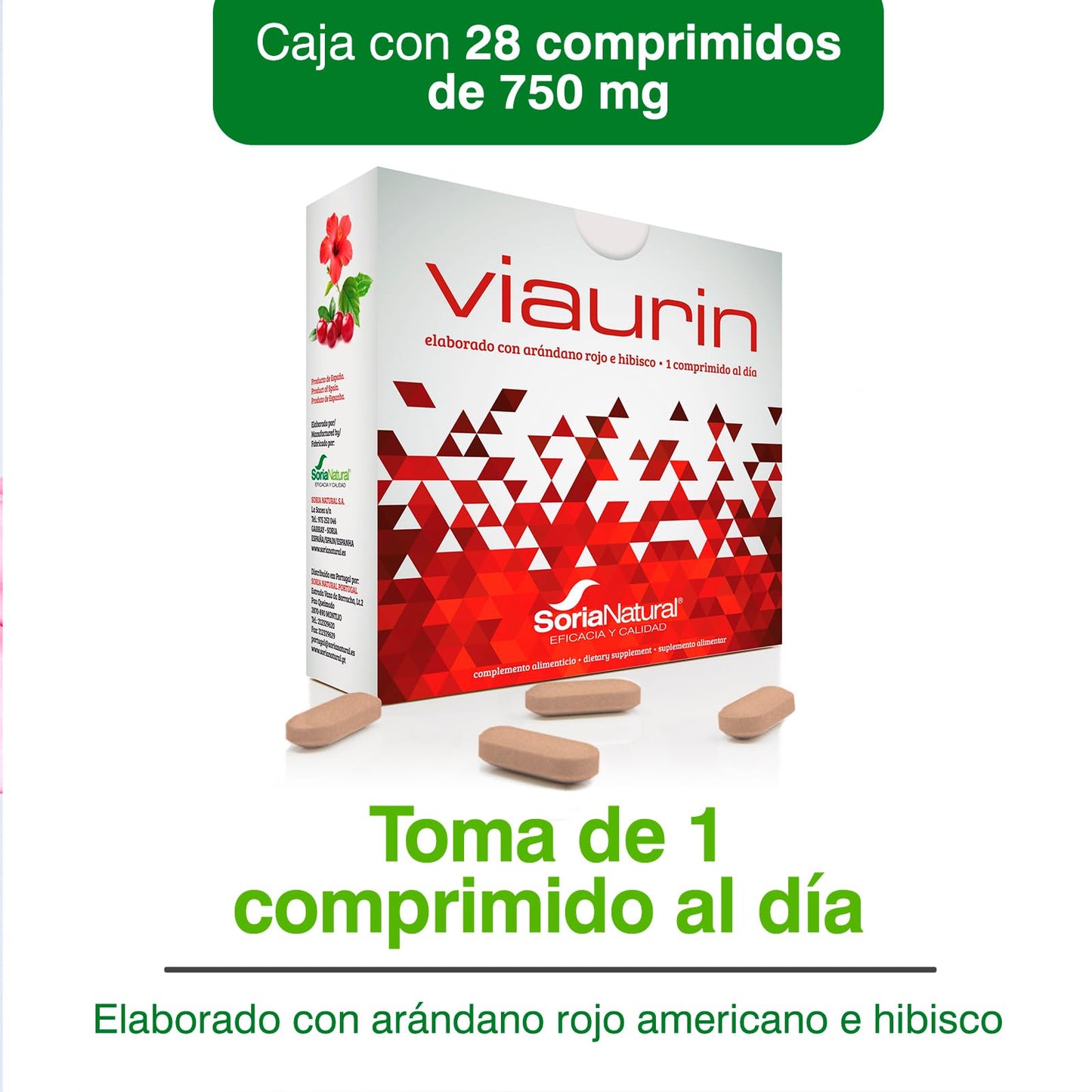 Soria Natural Viaurin - Apoyo Integral para las Vías Urinarias - Alivio y Prevención - Salud del tracto urinario - Fórmula natural avanzada - 28 comprimidos